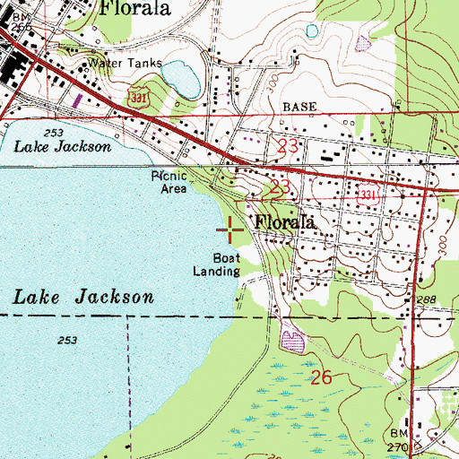 Topographic Map of Florala State Park, AL
