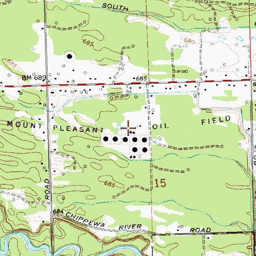 Topographic Map of Mount Pleasant Oil Field, MI