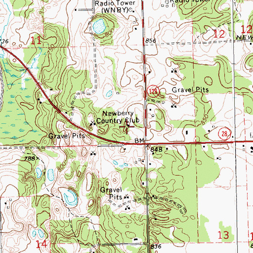 Topographic Map of Newberry Country Club, MI