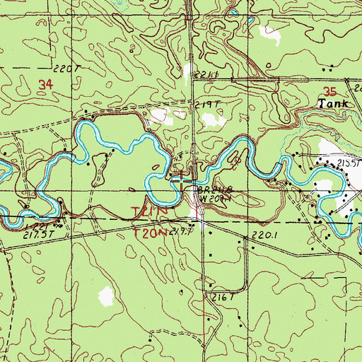 Topographic Map of Ninemile Bridge, MI