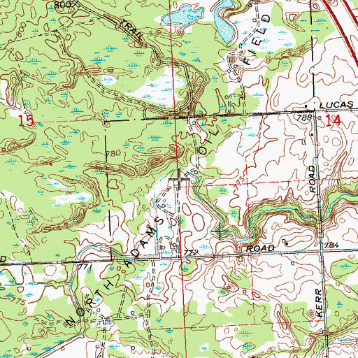 Topographic Map of North Adams Oil Field, MI