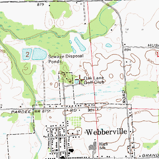 Topographic Map of Oak Lane Golf Club, MI