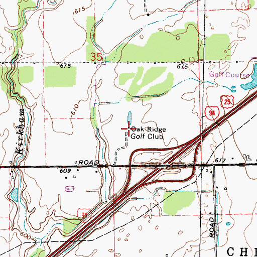 Topographic Map of Oak Ridge Golf Course, MI