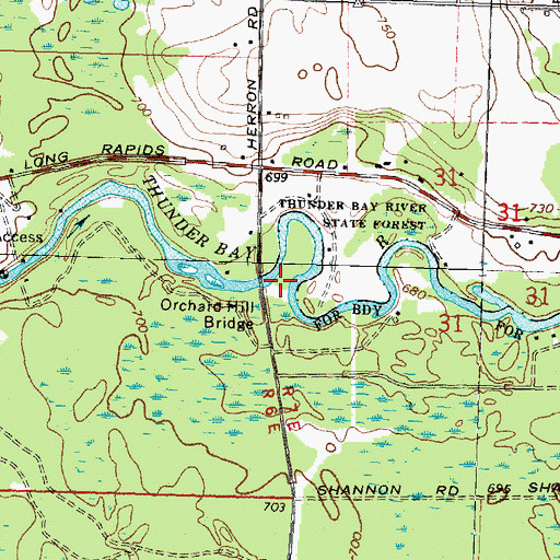 Topographic Map of Orchard Hill Bridge, MI