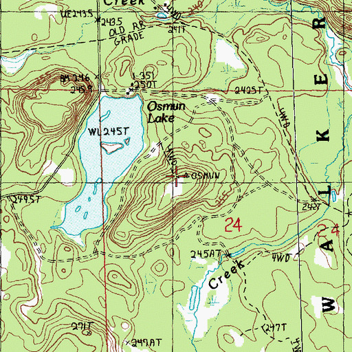 Topographic Map of Osmun Lake Lookout Tower, MI
