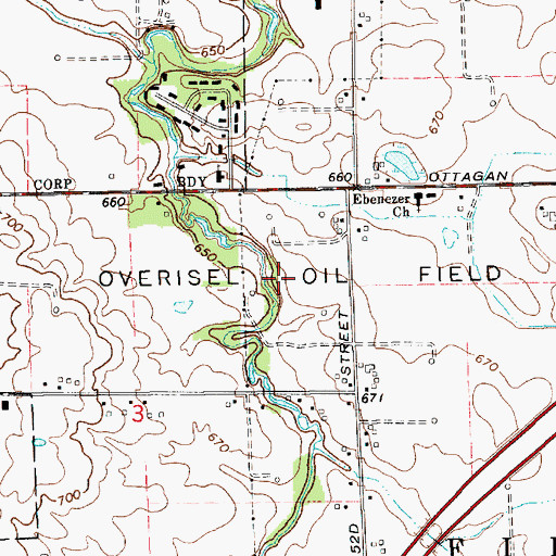 Topographic Map of Overisel Oil Field, MI