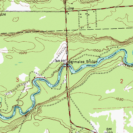 Topographic Map of Parmalee Bridge, MI