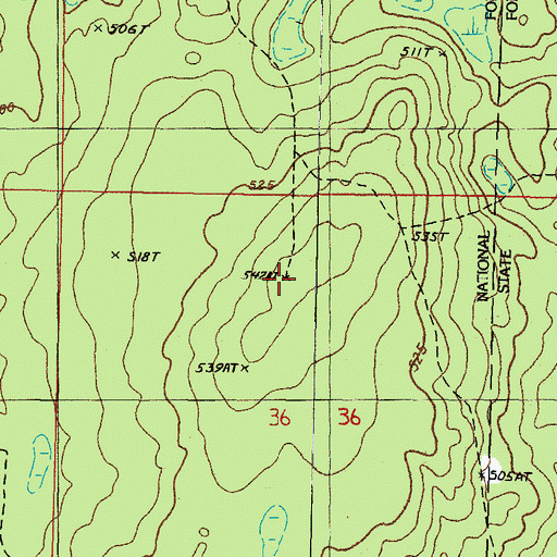 Topographic Map of Perch Lake Lookout Tower, MI