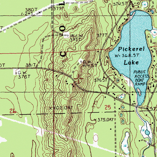 Topographic Map of Pickerel Lake Lookout Tower, MI
