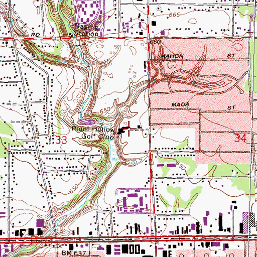 Topographic Map of Plum Hollow Golf Club, MI