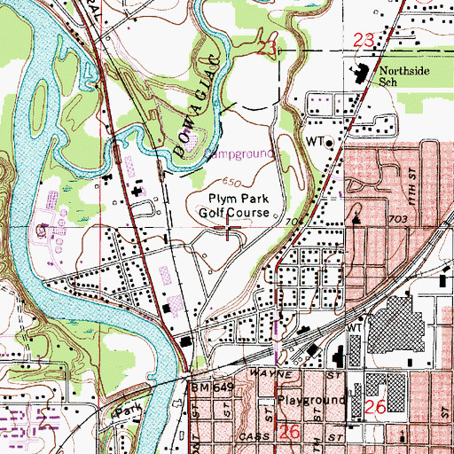 Topographic Map of Plym Park Golf Course, MI