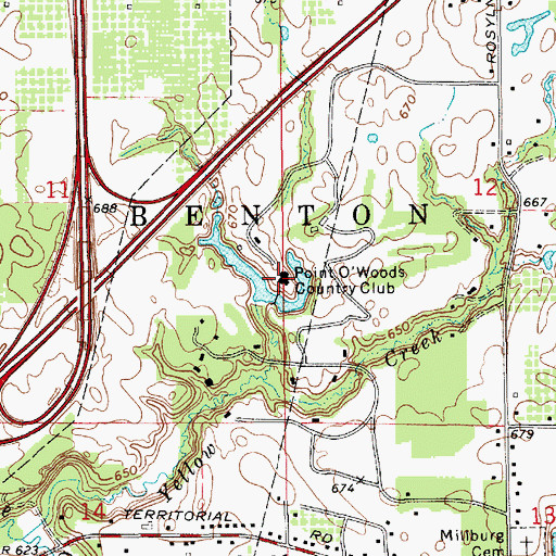 Topographic Map of Point O'Woods Country Club, MI