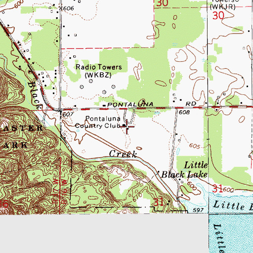 Topographic Map of Oak Ridge Golf Club, MI