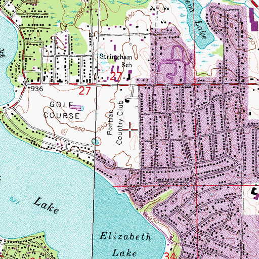 Topographic Map of Pontiac Country Club, MI