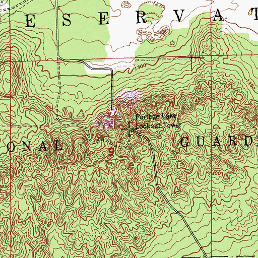 Topographic Map of Portage Lake Lookout Tower, MI
