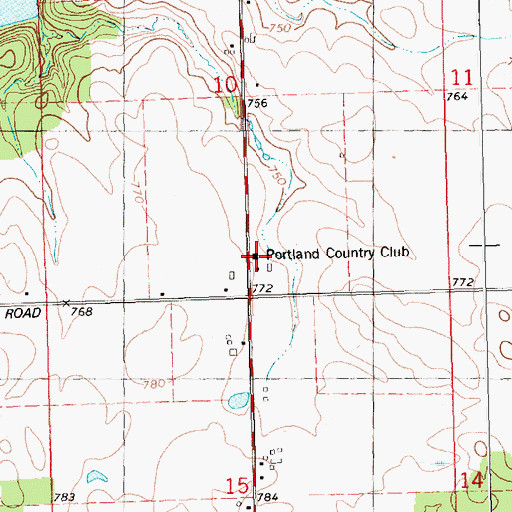 Topographic Map of Portland Country Club, MI