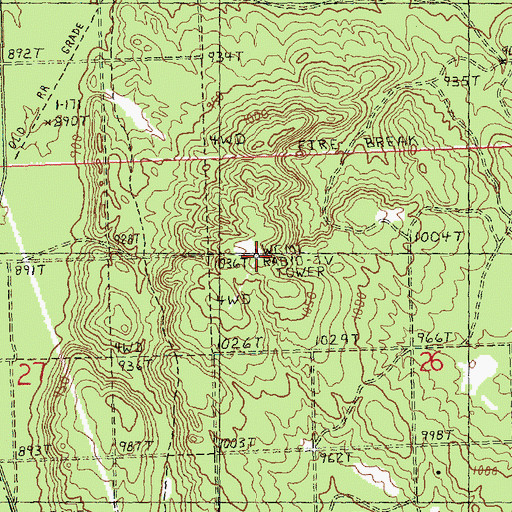 Topographic Map of Presque Isle South Lookout Tower, MI