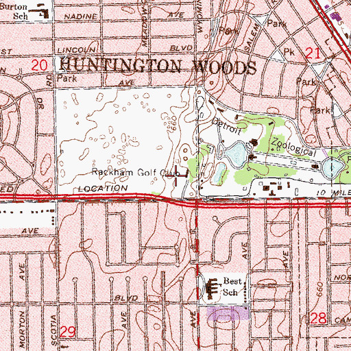 Topographic Map of Rackham Golf Club, MI