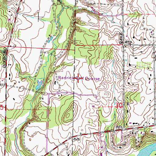 Topographic Map of Radrick Golf Course, MI