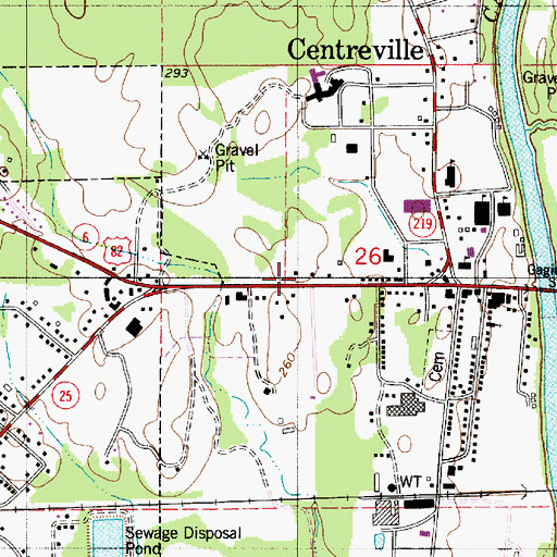 Topographic Map of Brent-Centreville Public Library, AL