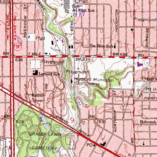 Topographic Map of New Rogell Golf Course, MI