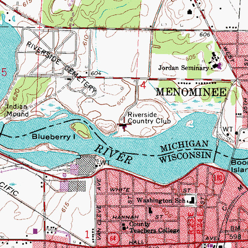 Topographic Map of Riverside Country Club, MI