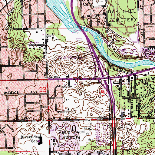 Topographic Map of Riverside Country Club, MI