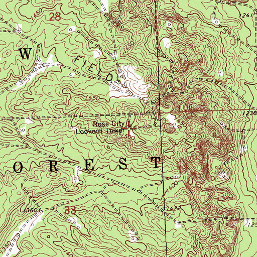 Topographic Map of Rose City Lookout Tower, MI