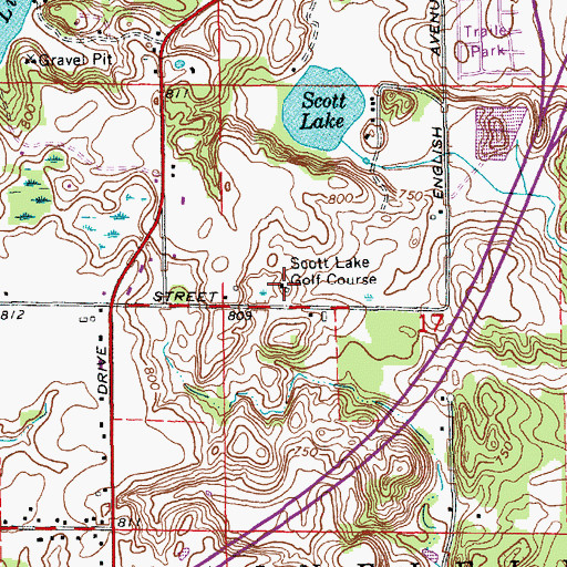 Topographic Map of Scott Lake Golf Course, MI