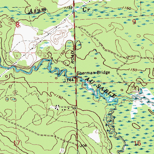 Topographic Map of Sherman Bridge, MI