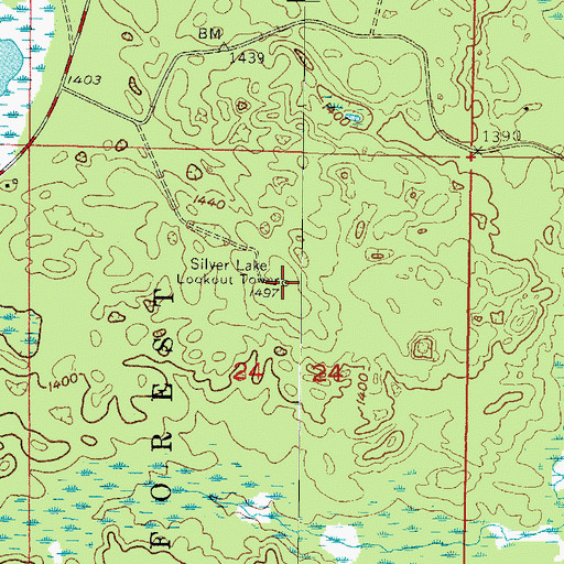 Topographic Map of Silver Lake Lookout Tower, MI