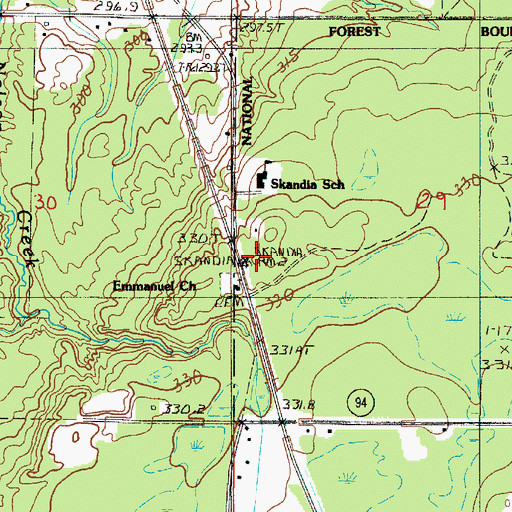 Topographic Map of Skandia Lookout Tower, MI