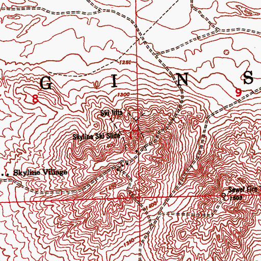 Topographic Map of Skyline Ski Slide, MI