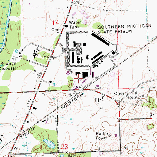 Topographic Map of Parnall Correctional Facility, MI