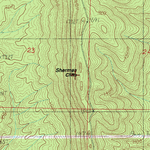 Topographic Map of Sherman Cliffs, AL