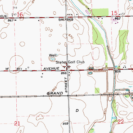 Topographic Map of States Golf Club, MI