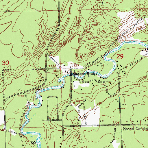 Topographic Map of Steckert Bridge, MI
