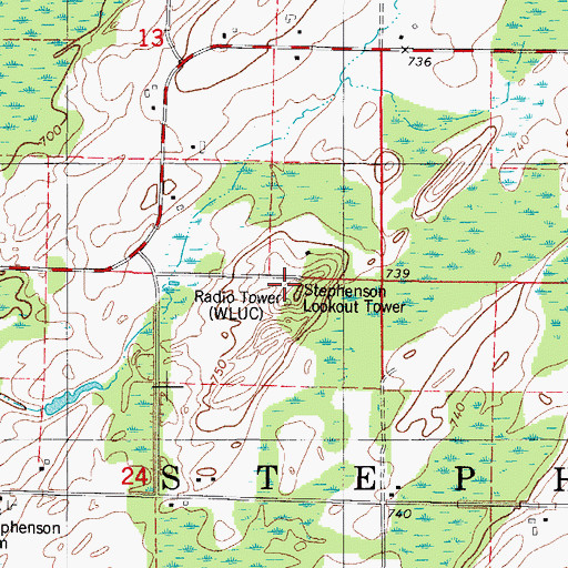 Topographic Map of Stephenson Lookout Tower, MI