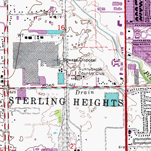 Topographic Map of Sunnybrook Country Club, MI