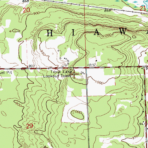 Topographic Map of Trout Lake Lookout Tower, MI