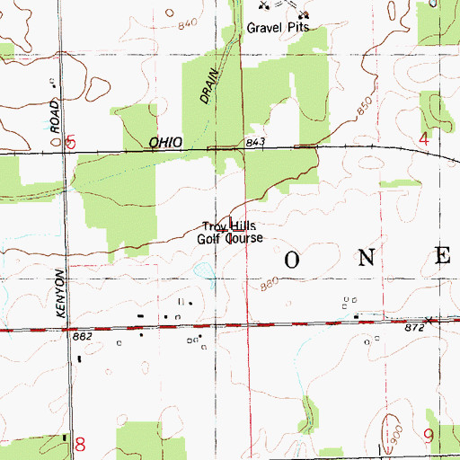 Topographic Map of Ledge Meadows Golf Course, MI