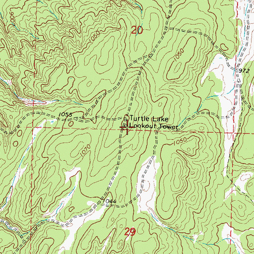 Topographic Map of Turtle Lake Lookout Tower, MI