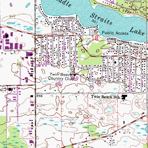 Topographic Map of Twin Beach Country Club, MI