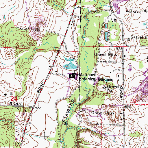 Topographic Map of University of Michigan Botanical Gardens, MI