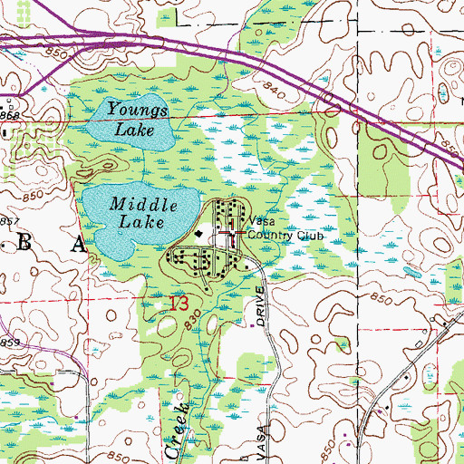 Topographic Map of Vasa Country Club, MI