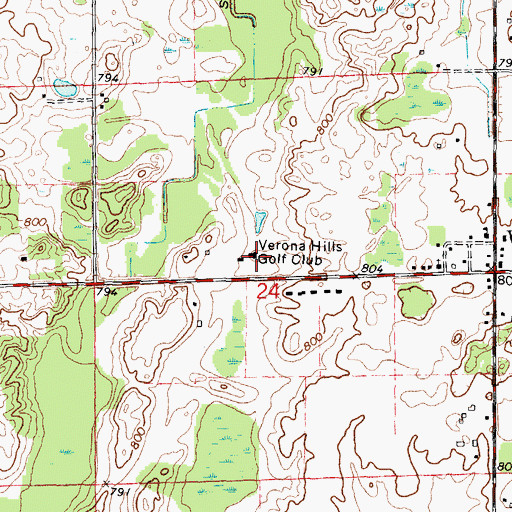 Topographic Map of Verona Hills Golf Club, MI