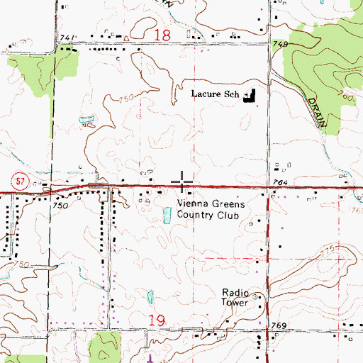 Topographic Map of Vienna Greens Country Club, MI