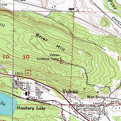 Topographic Map of Vulcan Lookout Tower, MI