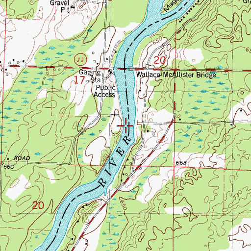 Topographic Map of Wallace McAllister Bridge, MI