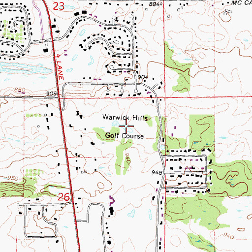 Topographic Map of Warwick Hills Golf Course, MI